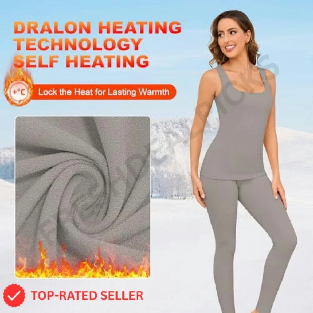 Fleece Lined Thermal Underwear Set Long Johns Base Layer Winter Warm